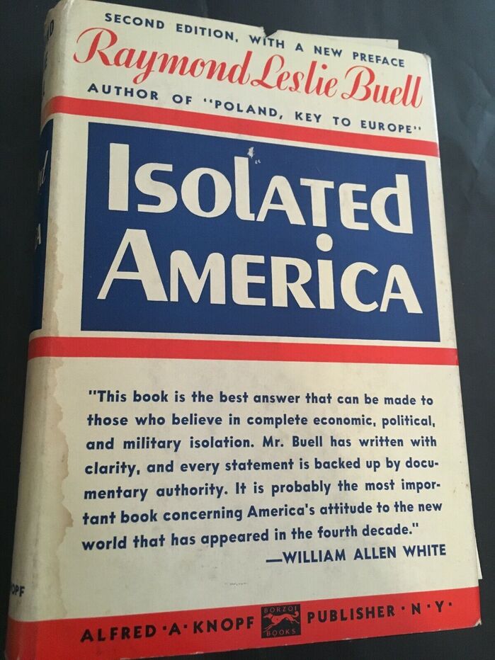 Second edition jacket of Isolated America with a blurb by William Allen White