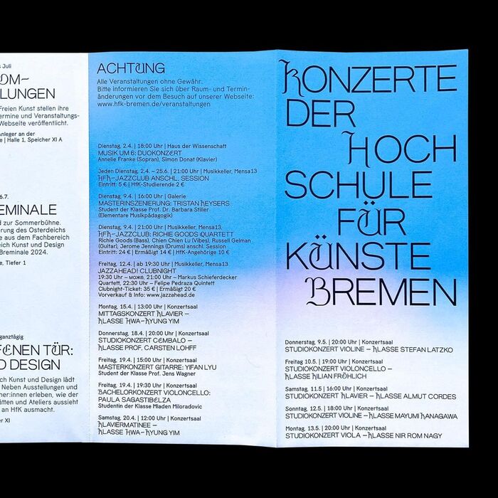 Konzerte &amp; Events der Hochschule für Künste Bremen flyer 3