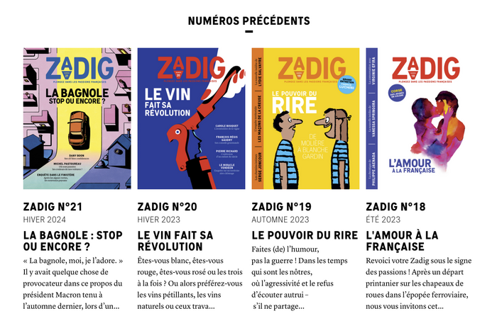 Signal in Bold and ExtraLight together with Lyon Text, for an overview of the previous issues on the Zadig website