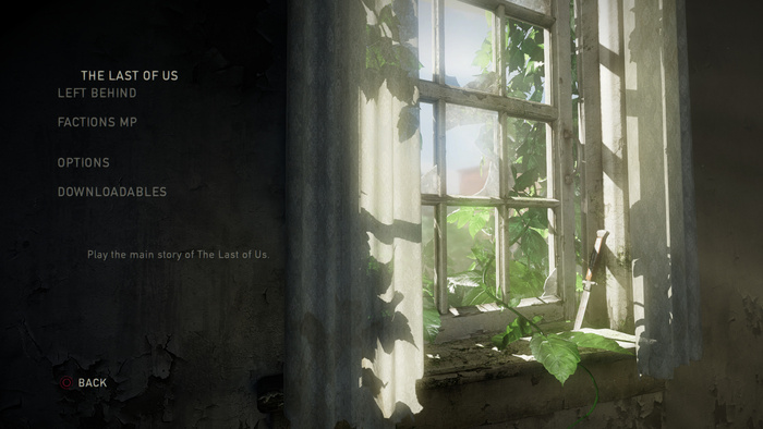 The Last of Us (2013), menu screen