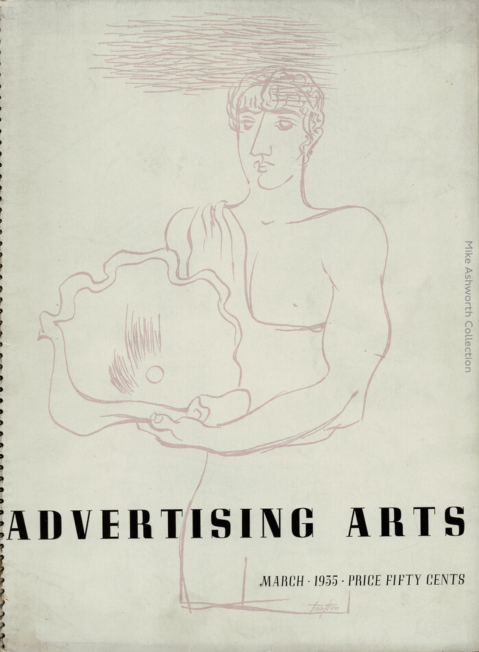 The cover to the spirally bound March 1935 edition of the American publication Advertising Arts. The artwork and design is by  (1897–1964), the noted designer and illustrator.