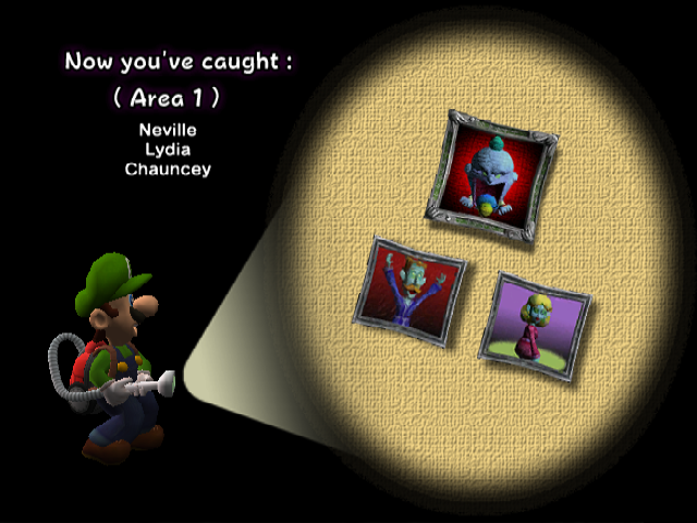 Luigi’s Mansion (Gamecube release) logo, dialogue, and interfaces 8