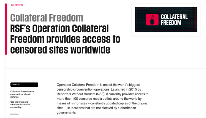 Collateral Freedom on the English language version of the website