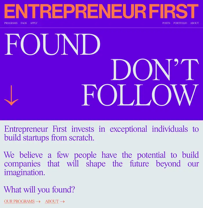 Entrepreneur First website 1