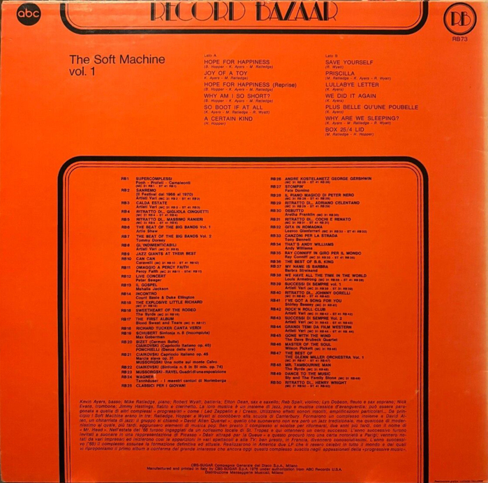 The Soft Machine – The Soft Machine vol. 1 (Record Bazaar) album art 2