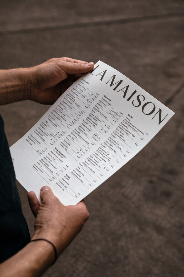 The La Maison menu
