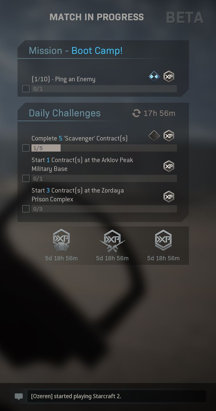 Pause menu. Bio Sans and ITC Conduit are both used here. Noto Sans is seen below.