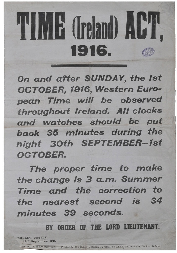 Time (Ireland) Act 1916 government notice 1