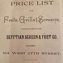 Egyptian Screen &amp; Fret Co. Price List