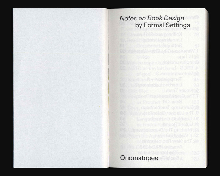 Notes on Book Design by Formal Settings 6