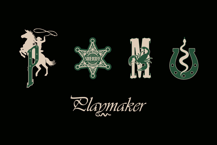 The “Sheriff” badge pairs  with an unidentified slab serif.