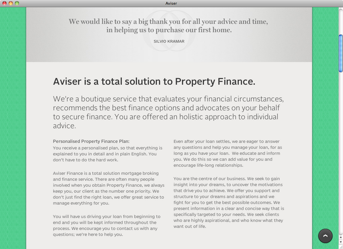 Aviser Property Finance website 3