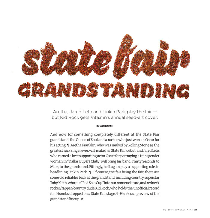 “State Fair Grandstanding” title spread from Vita.mn 4