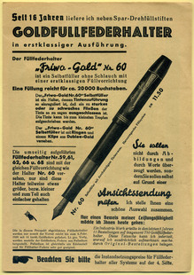 Ad for Fritz Wortmann’s “Friwo-Gold” fountain pens