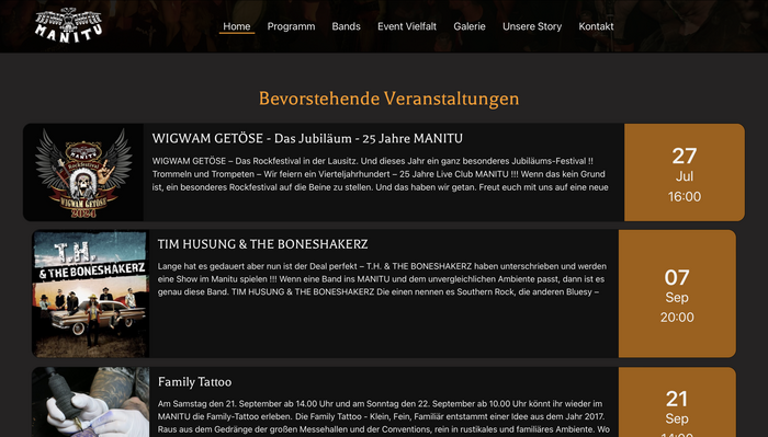 Manitu Liveclub website 2