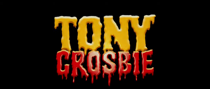 The dripping letters for Tony Crosbie appear to be custom(ized) –  is a similar ready-made font.