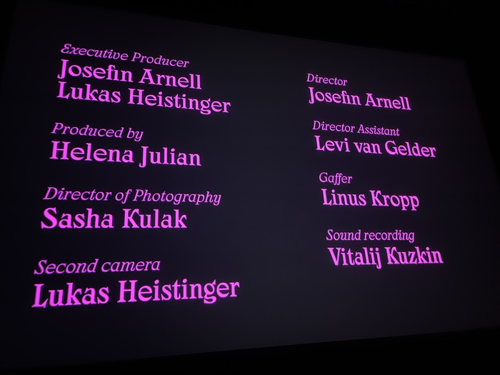 Credits using both upright and italic styles of Zangezi