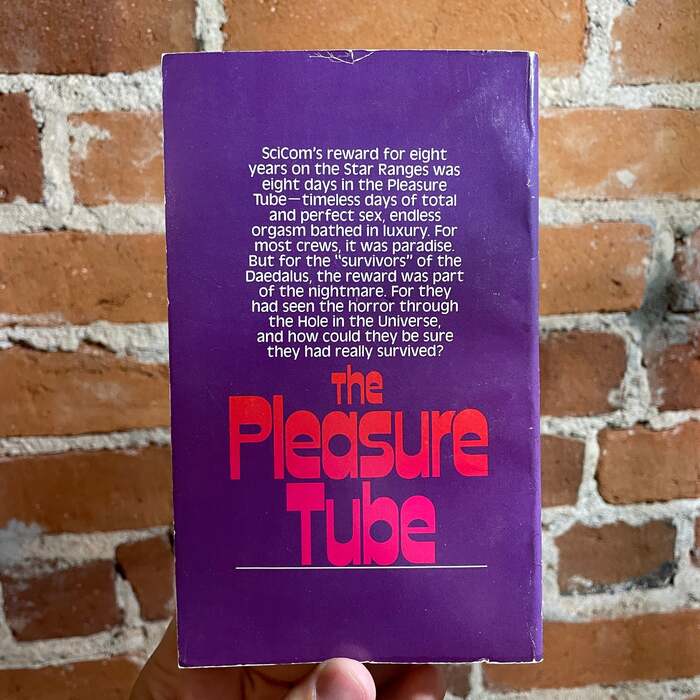 The synopsis on the back is set in :




SciCom’s reward for eight years on the Star Ranges was eight days in the Pleasure Tube – timeless days of total and perfect sex, endless orgasm bathed in luxury. For most crews, it was paradise. But for the “survivors” of the Daedalus, the reward was part of the nightmare. For they had seen the horror through the Hole in the Universe, and how could they be sure they had really survived?