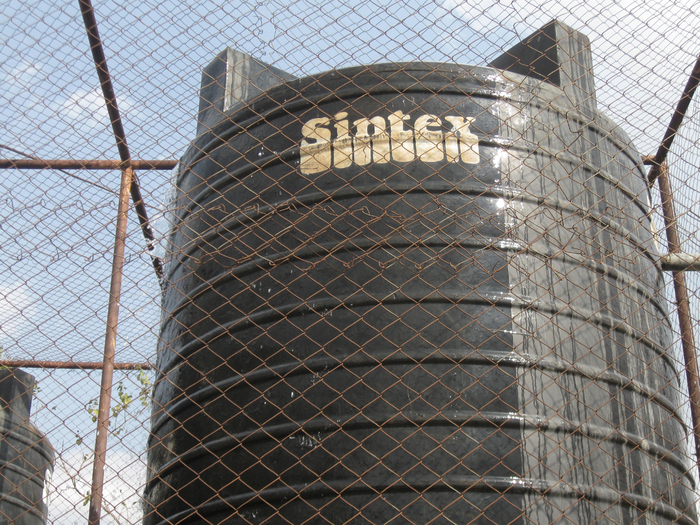 The Sintex logo spotted on a tank at the Ajanta Caves
