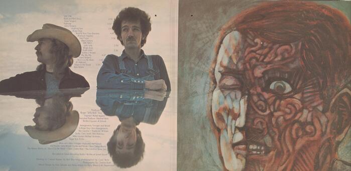The painting on the right side of the gatefold is by Californian artist Burt Shonberg (1933–1977).