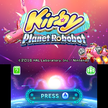 <cite>Kirby: Planet Robobot</cite> logo, interface, dialogue