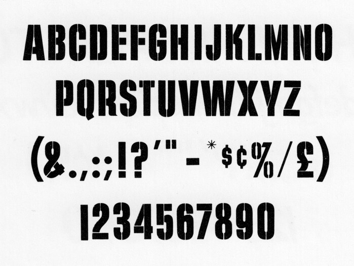 For comparison: glyph set for M-6, ’s (presumably direct) copy of , as shown in a 1969 catalog.