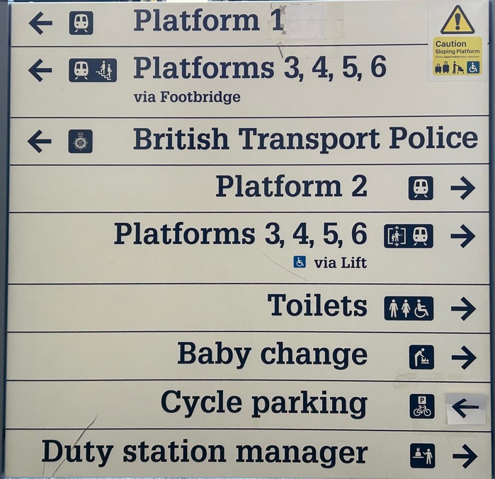 Signs at Exeter St Davids station