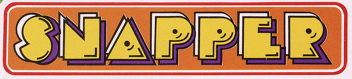 An early English flyer, released before the US debut of Pac-Man, shows the finalized design of the Snapper logo (cropped for detail). Note the distinct shape of the letter E.