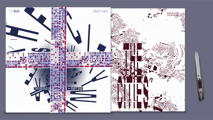 LP No. 1 detail view — the red inner sleeves in contrast to the blue outer sleeves. Notice the graphic designer’s weapon of choice
