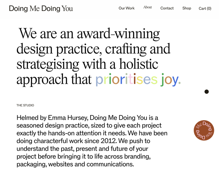 Doing Me Doing You portfolio website 2