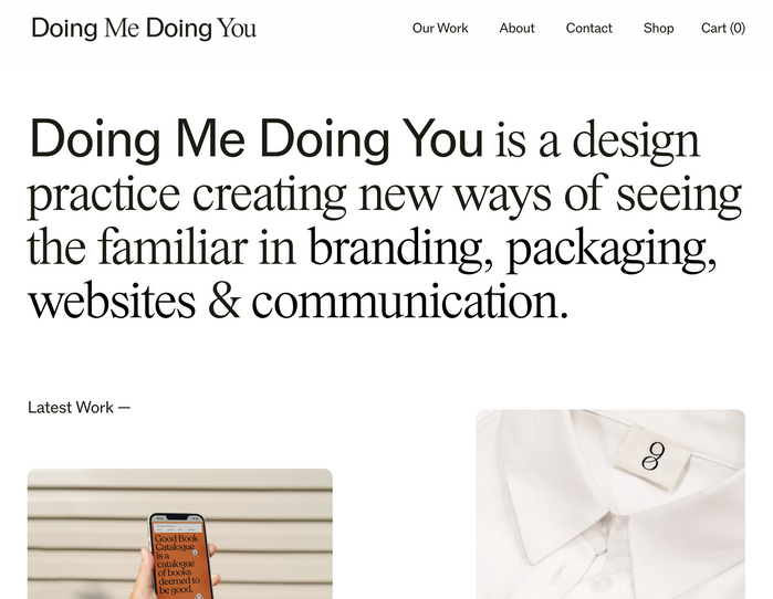 Doing Me Doing You portfolio website 1