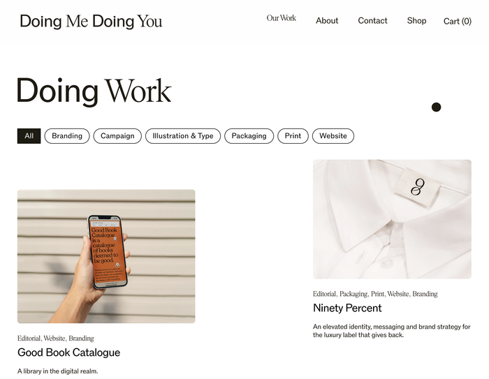 Doing Me Doing You portfolio website 3