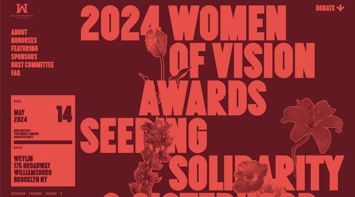 The Website of the Women of Visions Award 2024 using a combination of Bebas Neue and Tombstone Blues.