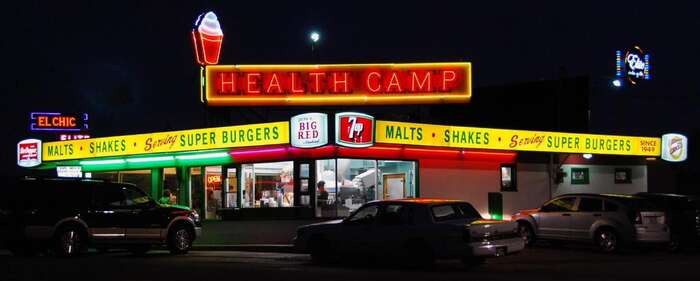 The restaurant exterior, showing