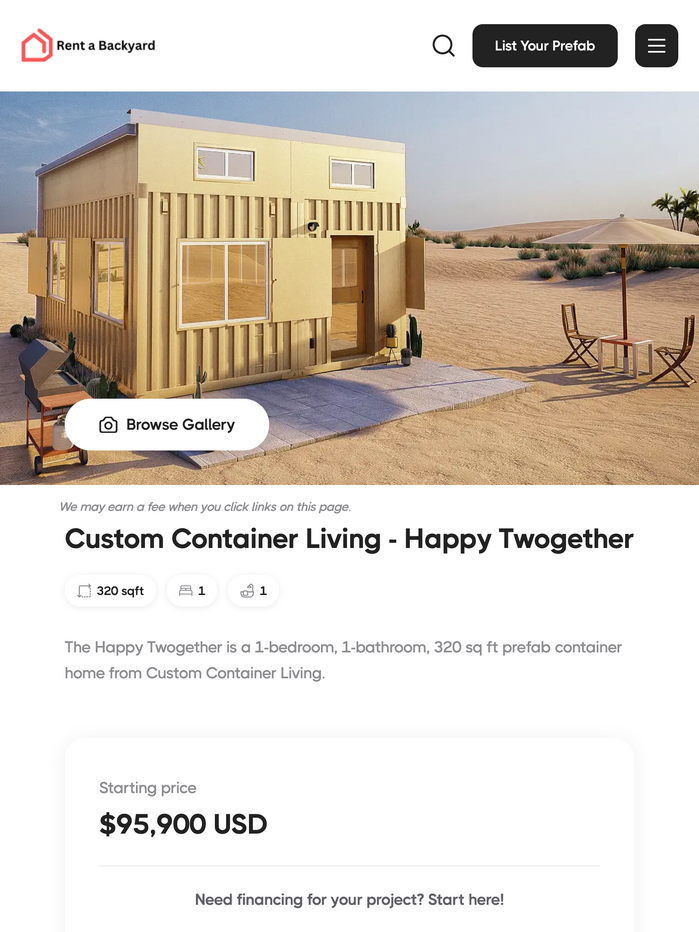 Rent a Backyard website 2