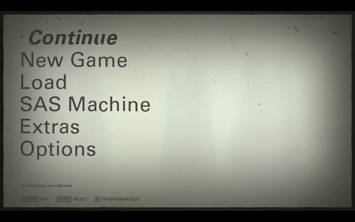 Main menu. Univers Bold Oblique is only used when buttons are highlighted. This applies to the entire interface.