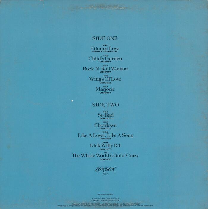 The track list on the back is set in two weights from .