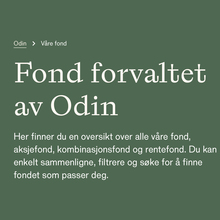 Odin Forvaltning website