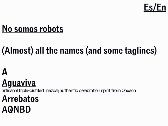 No Somos Robots website (2024) 2