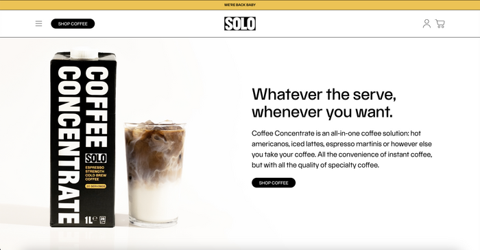 Solo Coffee website 3