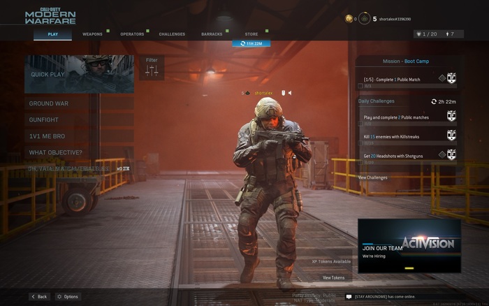 Main menu for the multiplayer mode, the checkered pattern can be seen on the left buttons