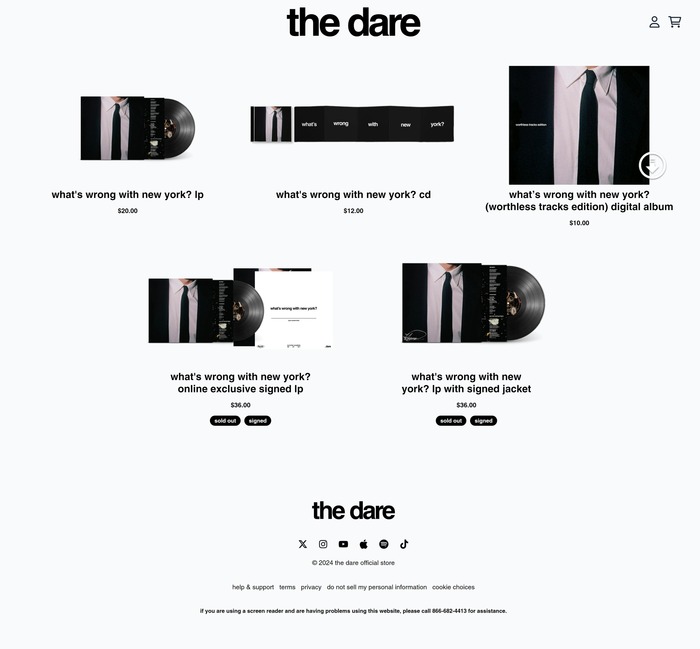 The Dare – What’s Wrong with New York? album art, identity, web store 3