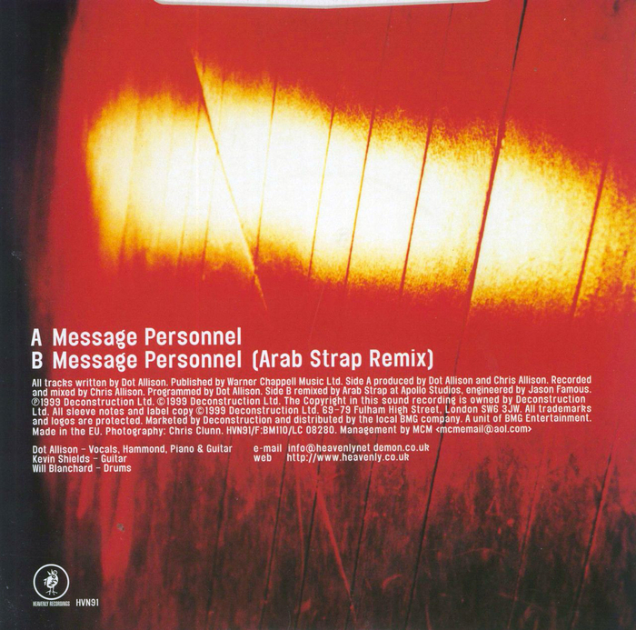 Dot Allison – “Message Personnel” single cover 2