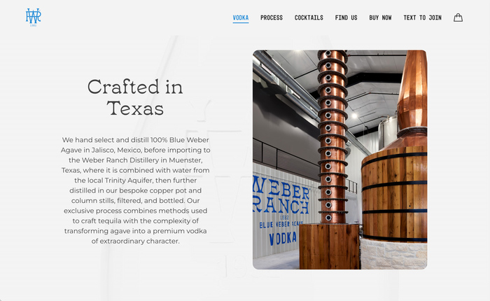 The website combines Tuppence for headlines with Mono45 for the menu and  for text.