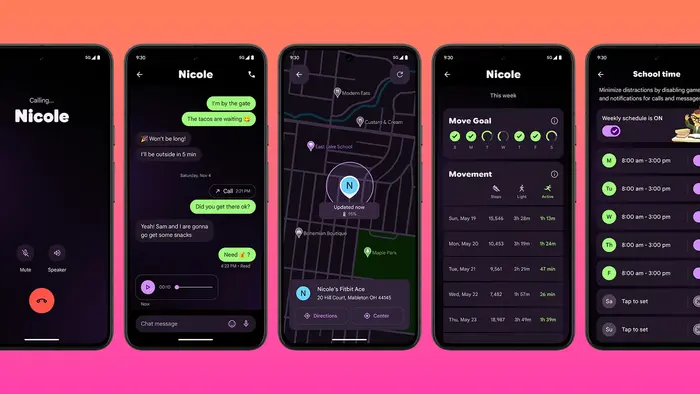 An overview of the parent app on their smartphone, showing the loved feature of tracking the kid's position at anytime.