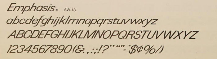 Specimen from The World-Famous Photo Typositor Alphabet Library in 1973. (pg. 76)