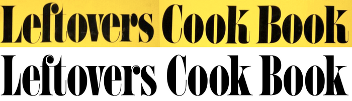 The title on the book cover (top) compared to a resetting in the digital Montage by House Industries