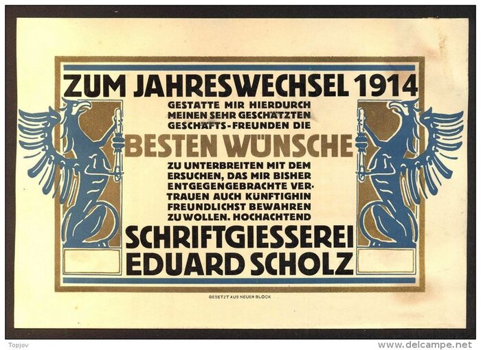 Zum Jahreswechsel 1914, Schriftgießerei Eduard Scholz