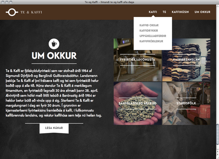 Te & Kaffi website 2