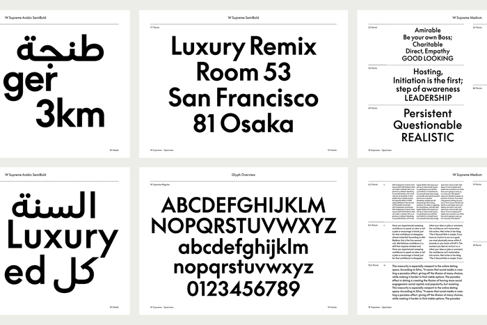 The custom W Supreme includes an Arabic extension. It can be seen in use in the first video above.